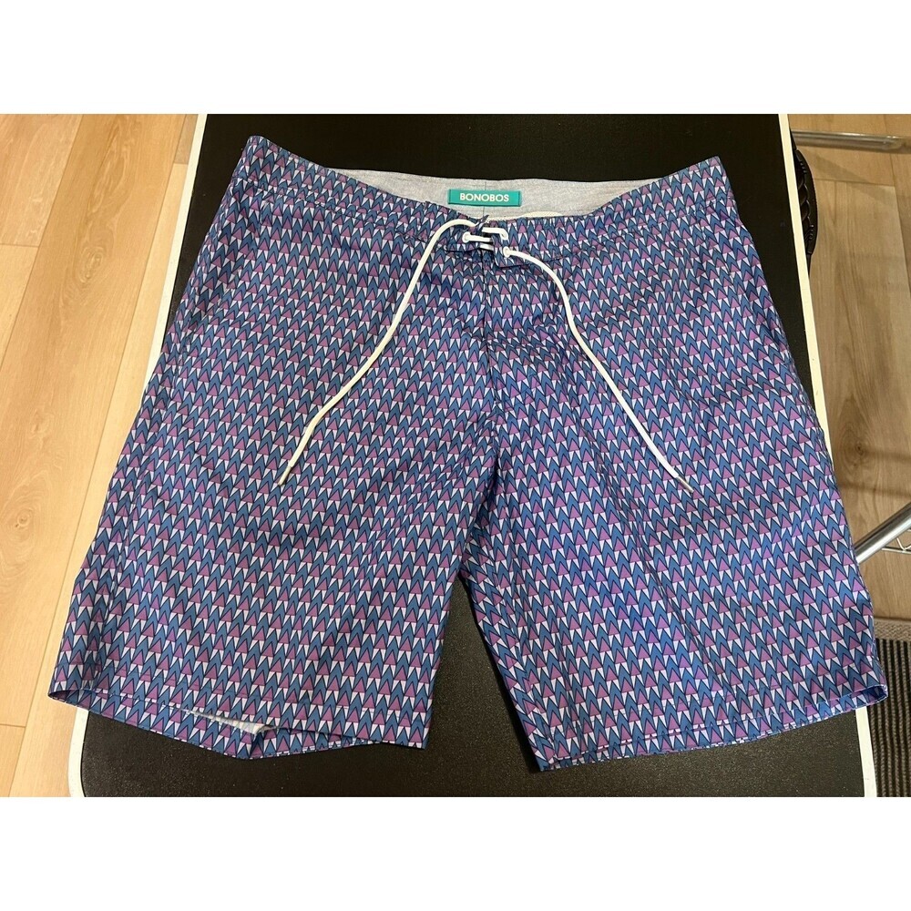 Bonobos Shorts Men’s 30 Blue Floral Print Geometric Lined Swim Board Beach Vibes